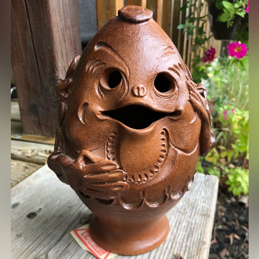 Unique Piece of Vintage Romanian Pottery This Whimsical Fella Stands 8” Tall